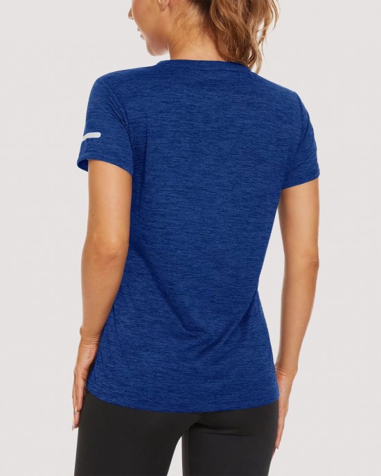 Women's Running T-Shirts Quick Dry with Reflective Strips Tee Shirts