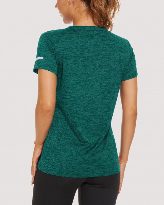 Women's Running T-Shirts Quick Dry with Reflective Strips Tee Shirts