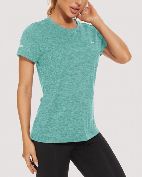 Women's Running T-Shirts Quick Dry with Reflective Strips Tee Shirts