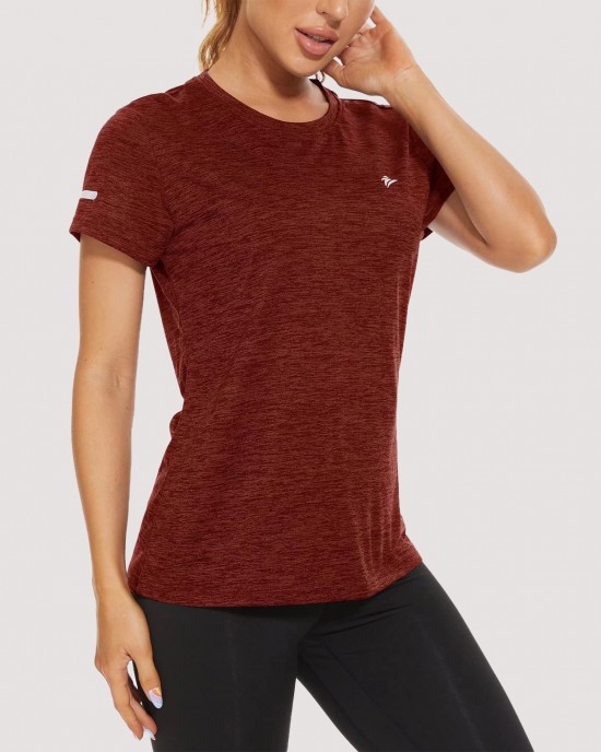 Women's Running T-Shirts Quick Dry with Reflective Strips Tee Shirts