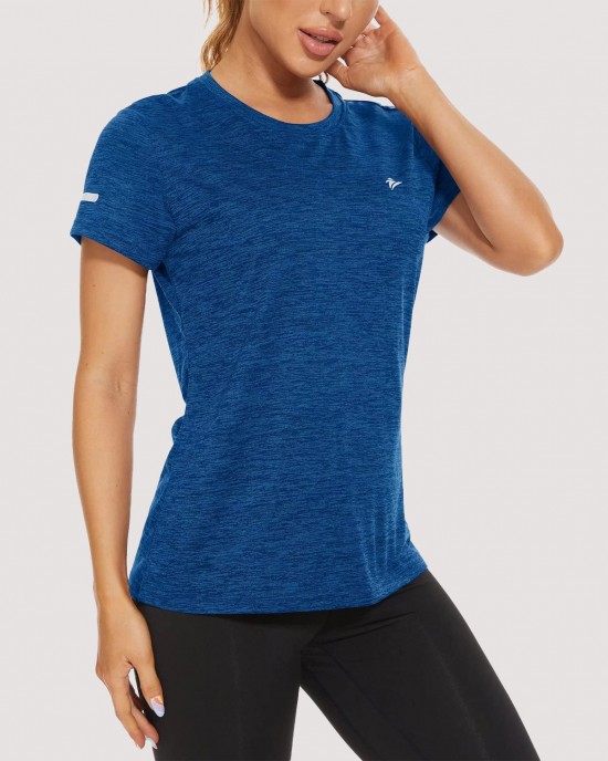 Women's Running T-Shirts Quick Dry with Reflective Strips Tee Shirts