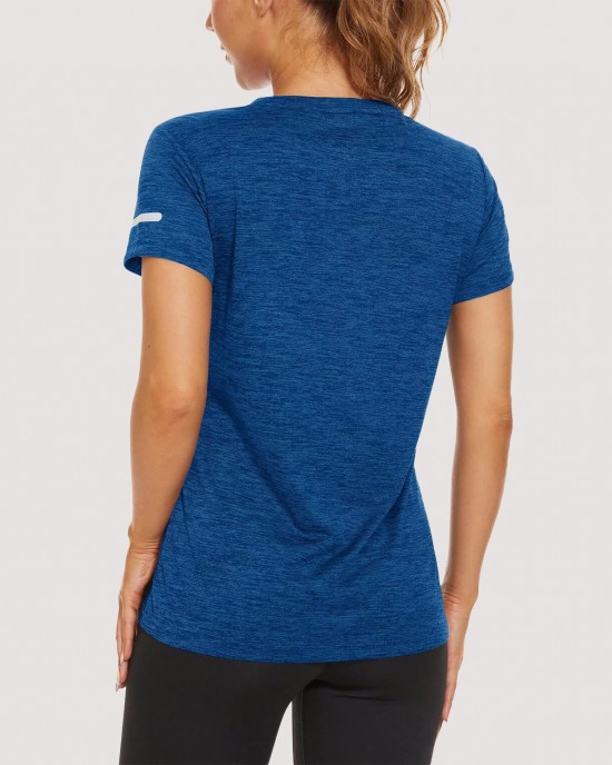 Women's Running T-Shirts Quick Dry with Reflective Strips Tee Shirts