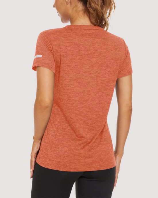 Women's Running T-Shirts Quick Dry with Reflective Strips Tee Shirts