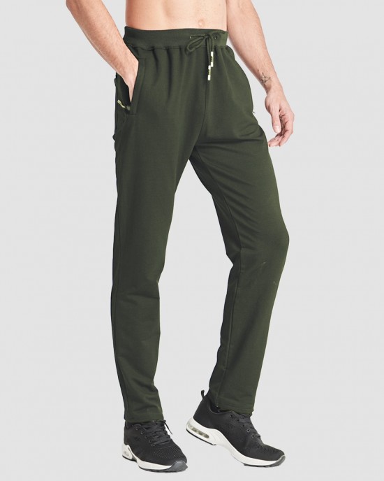 Men Fitness Pants with Two Zip Pockets Fashion Workout Sweatpants