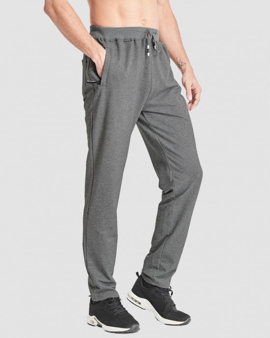 Men Fitness Pants with Two Zip Pockets Fashion Workout Sweatpants