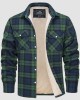 Men's Sherpa Shirt Fleece Lined Flannel Shirt Jacket with 3 Pockets Casual Plaid Button Down Winter Coat