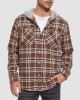 Men's Cotton Flannel Shirts Hoodie Long Sleeve Casual Button Down Plaid Fleece Shirts with 2 Pockets