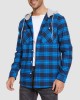 Men's Cotton Flannel Shirts Hoodie Long Sleeve Casual Button Down Plaid Fleece Shirts with 2 Pockets