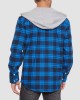 Men's Cotton Flannel Shirts Hoodie Long Sleeve Casual Button Down Plaid Fleece Shirts with 2 Pockets