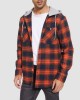 Men's Cotton Flannel Shirts Hoodie Long Sleeve Casual Button Down Plaid Fleece Shirts with 2 Pockets