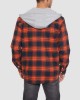 Men's Cotton Flannel Shirts Hoodie Long Sleeve Casual Button Down Plaid Fleece Shirts with 2 Pockets