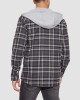 Men's Cotton Flannel Shirts Hoodie Long Sleeve Casual Button Down Plaid Fleece Shirts with 2 Pockets