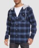 Men's Cotton Flannel Shirts Hoodie Long Sleeve Casual Button Down Plaid Fleece Shirts with 2 Pockets