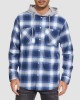 Men's Cotton Flannel Shirts Hoodie Long Sleeve Casual Button Down Plaid Fleece Shirts with 2 Pockets