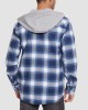 Men's Cotton Flannel Shirts Hoodie Long Sleeve Casual Button Down Plaid Fleece Shirts with 2 Pockets