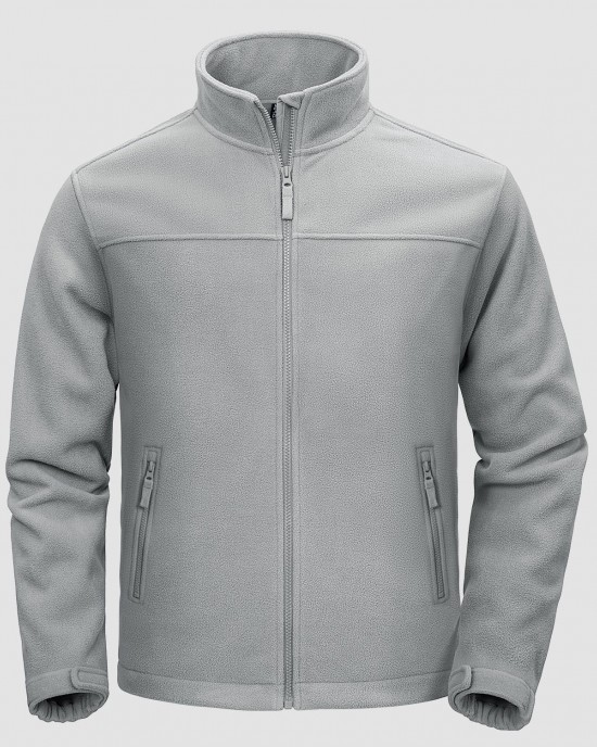 Men's Fleece Jacket with Zipper Pockets Full Zip Lightweight Warm Winter Casual Jacket Coat