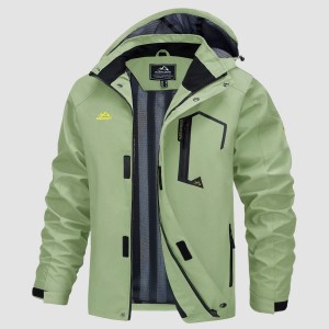 Men's Hooded Water Resistant Rain Jacket Windbreaker with Multi Pockets for Hiking Fishing Runing