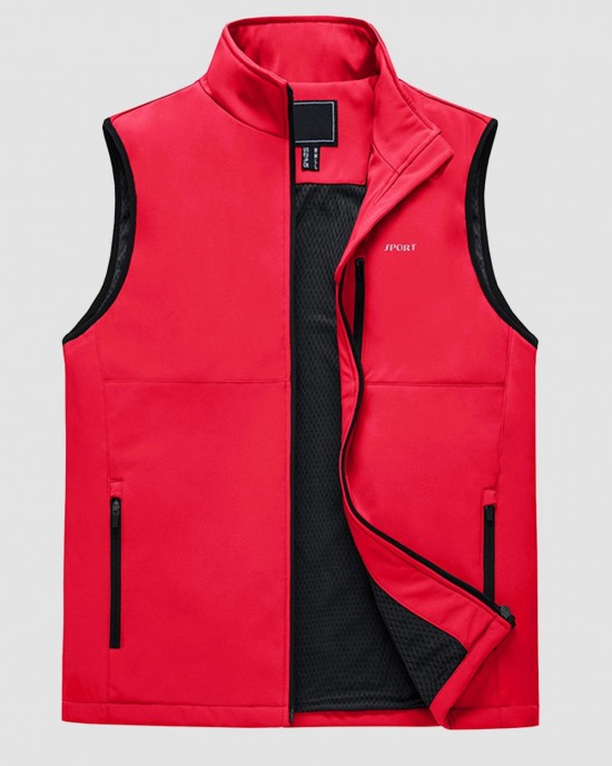 Men's Lightweight Vest Windproof Sleeveless Jacket Outdoor Hiking Camping Fishing Photography Gilet with Zip Pockets