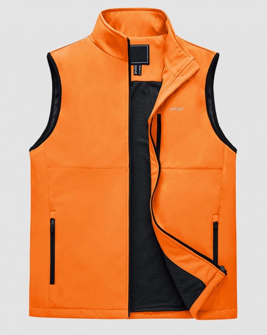 Men's Lightweight Vest Windproof Sleeveless Jacket Outdoor Hiking Camping Fishing Photography Gilet with Zip Pockets