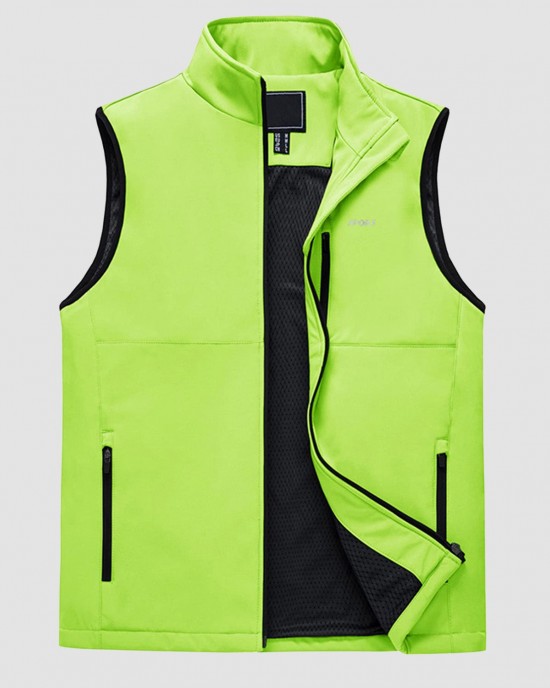 Men's Lightweight Vest Windproof Sleeveless Jacket Outdoor Hiking Camping Fishing Photography Gilet with Zip Pockets