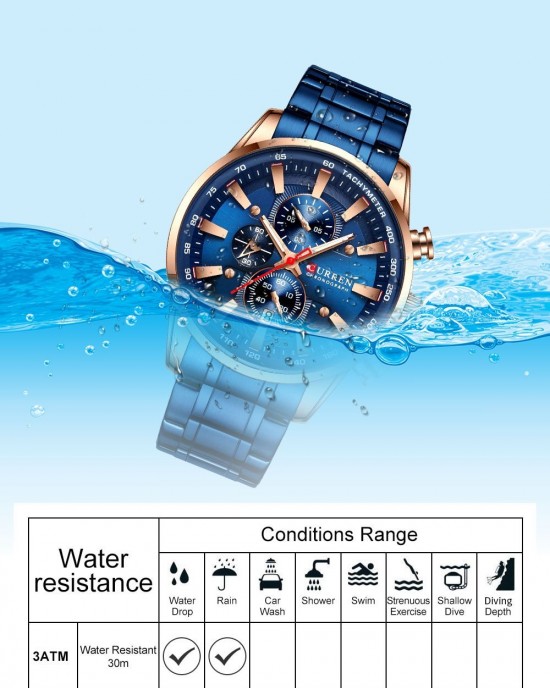 CURREN - Stainless Steel Date Waterproof Quartz Wristwatch