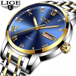 LIGE - Full Steel Sports Waterproof Quartz Watch