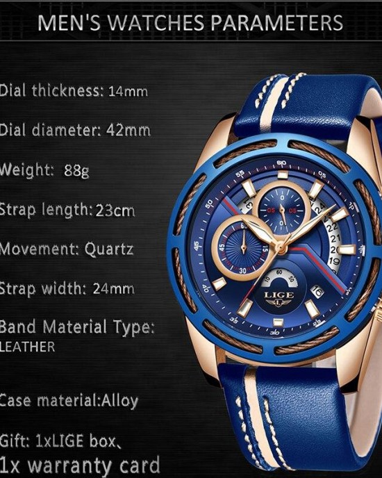 LG9880 - Blue Military Waterproof Sports Quartz Waterproof Watch