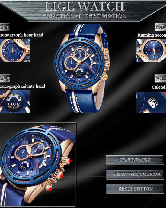 LG9880 - Blue Military Waterproof Sports Quartz Waterproof Watch