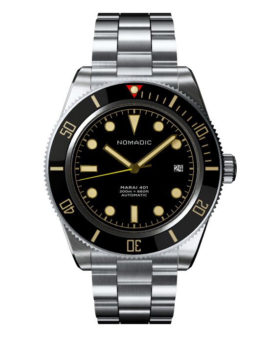 Classic Black and Gold - Maraí 401 Date - Dive Watch with Date