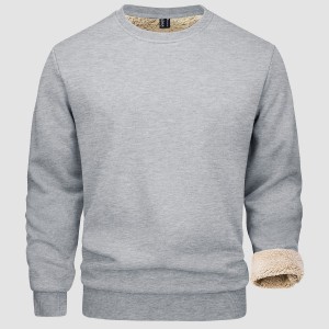 Men's Fleece Lined Sweatshirts Pullover Basic Tops Warm Crewneck Winter Sweater Underwear