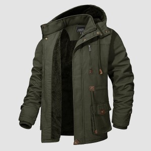 Men Parka Jacket Cotton Cargo Military Army Coat Winter Thick Fleece Warm Overcoat