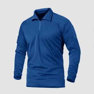 Men's Polo Shirt with Front Zip Tactical Shirts Performance Long Sleeve Golf Shirt