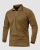 Men's Polo Shirt with Front Zip Tactical Shirts Performance Long Sleeve Golf Shirt