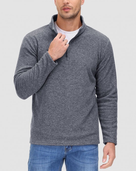 Men's Shirt 1/4 Zip Fleece Pullover Sweater Long Sleeve Sweatshirts Athletic Shirt