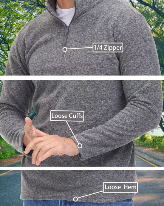 Men's Shirt 1/4 Zip Fleece Pullover Sweater Long Sleeve Sweatshirts Athletic Shirt