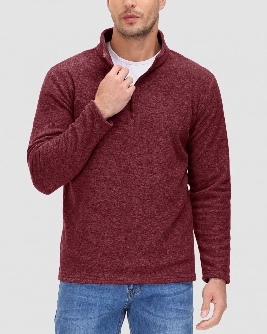 Men's Shirt 1/4 Zip Fleece Pullover Sweater Long Sleeve Sweatshirts Athletic Shirt